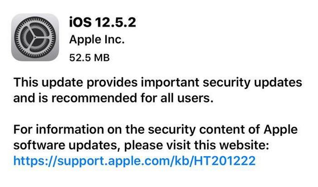 麻栗坡苹果手机维修分享iOS12.5.2发布，建议所有老苹果用户安装 